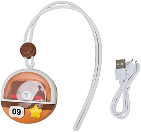 מאוורר שרשרת מיני של Qinlorgo, מאוורר קטן USB נטען 3 מהירות קריקטורה חסרת בלד לקמפינג לילדים