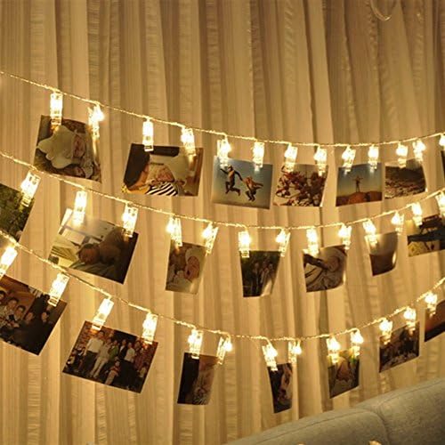 קטעי LED אורות מחרוזת 1 מטר 10 חרוזי מנורה, כרטיסי תמונות אורות פיות חתונה לחג המולד לחג המולד קלטות אורות על ידי LoveQuall