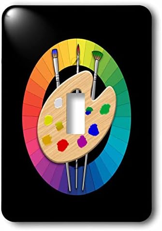 3 דרוז פלטת צבע אמן עם מברשות מעל גלגל צבע. - כיסויי מתג אור