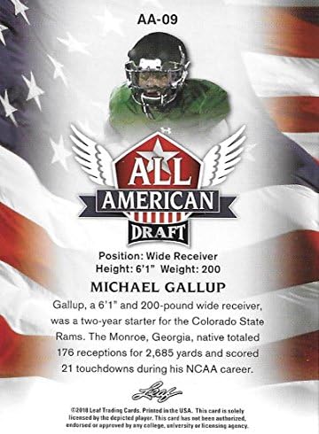 2018 דראפט עלים זהב כל אמריקני AA-09 מייקל גאלופ קולורדו קולורדו ראמס כרטיס כדורגל