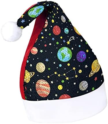 יקום כוכב מצחיק חג המולד כובע נצנצים סנטה קלאוס כובעי גברים נשים חג המולד מסיבת חג קישוטים