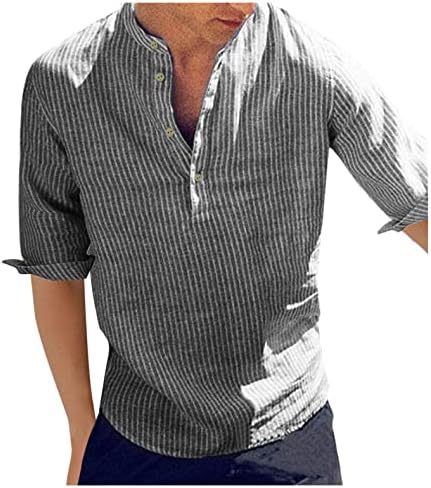 חולצת הנלי לגברים XXBR שרוול ארוך שרוול ארוך חוף חוף מזדמן חולצות טריקו פס ז'קט דש חצי שרוור חצי-שרוולים חולצת טריקו