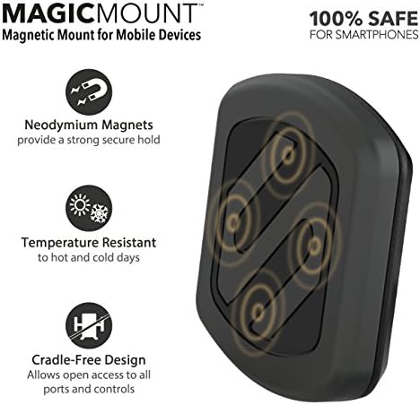 Scosche Magkit MagicMount מכונית מגנטית מחזיק טלפון מחזיק - ראש מתכוונן 360 מעלות, אוניברסלי עם כל המכשירים - הר מחוונים - חבילה של 2