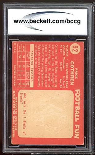 PAIGE COTHREN CARD 1958 TOPPS 92 BGS BCCG 8