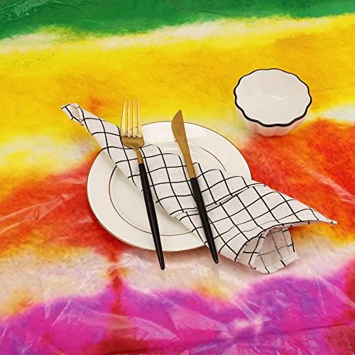 איש אדמונית 2 חתיכות עניבת צבע מפת שולחן קשת פלסטיק מלבן שולחן כיסוי צבעוני מפת שולחן עבור עניבת צבע ספקי צד מטבח אוכל פיקניק קישוט, 51