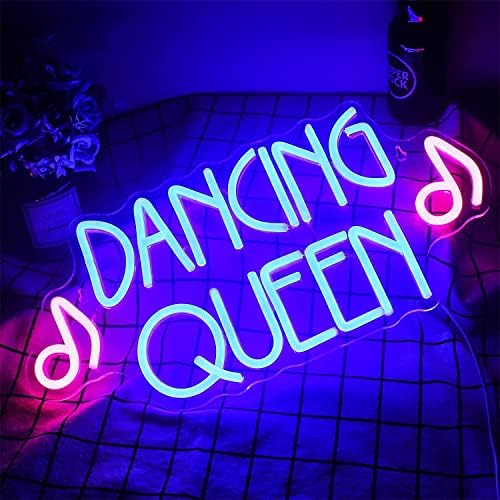 DVTEL ריקודים מלכה ניאון אורות, אורות סימן למסיבת ריקודים של נערות LED LED אורות לילה USB עם מתג, שלט זוהר תלוי קיר, 42x20 סמ.