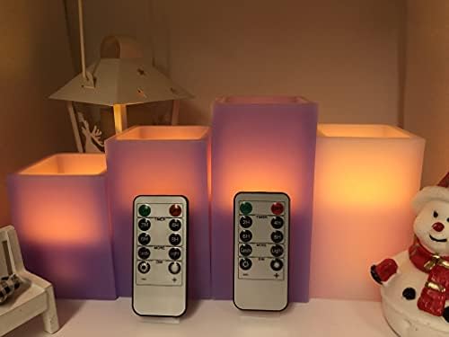 כיכר ליטלונה סגולה נרות LED חסרי פליטה שנקבעו 4 עם שלט של 10 מפתח עם טיימר - 3 יחידות סגולות וורודים 1 pc, ובכן לעיצוב הבית