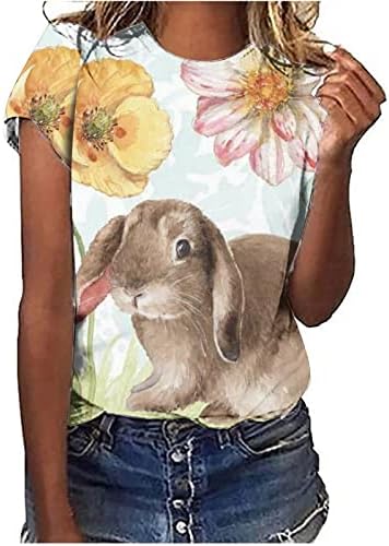 חולצת טריקו של ארנב פסחא נשים ארנב חמוד חולצות הדפס פסחא מתנה אמונה טי עליון קיץ שרוול קצר חולצת טשט