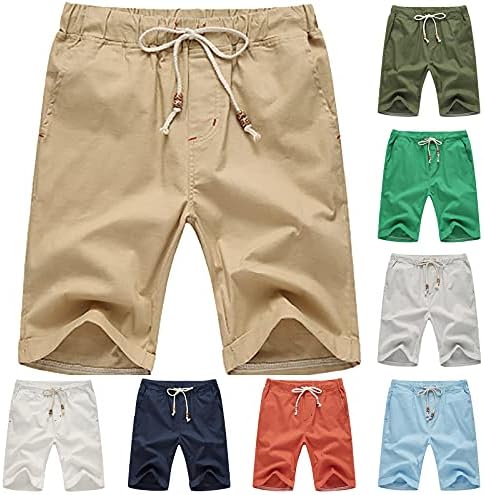 מכנסיים קצרים של Kingaoggo לגברים מכנסי מותניים אלסטיים מכנסיים קצרים מהיר מכנסיים קצרים יבש מהיר משרטט קץ עם כיס גודל לבן אפור L עד 4XL