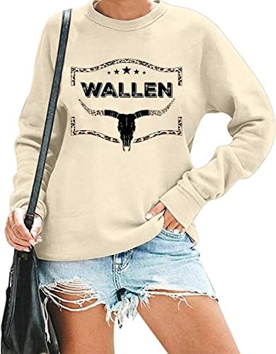 וולן בול גולגולת מולבן סווטשירט נשים המדינה מוסיקה מערבי חולצה רטרו גרפי ארוך שרוול מזדמן בסוודרים למעלה