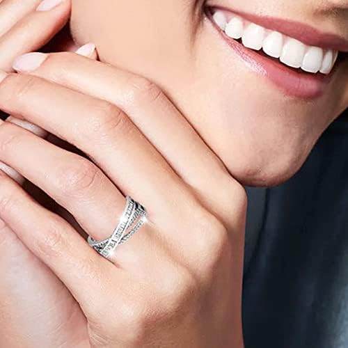 טבעות הבטחה לנשים חוצה ריינסטון טבעת אירוסין פתוחה מתכווננת לנשים טבעות נישואין לנשים