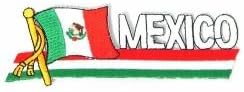 מקסיקו צדדי מילה דגל קאנטרי ברזל על תג טלאי קרסט ... 1.5 x 4.5 אינץ '... חדש
