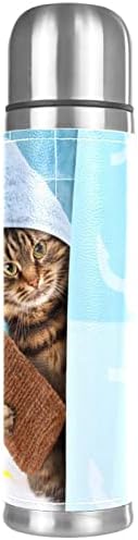 מצחיק לחתול רחצה ואקום מבודד בקבוק מים נירוסטה תרמוס ספל נסיעות ספל קפה כוס קירות כפול 17 גרם