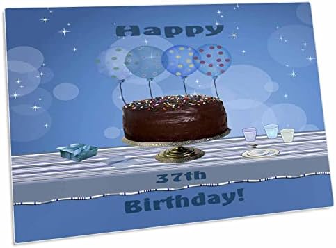 3רוז מסיבת יום הולדת 37 עם עוגת שוקולד וכחול. - משטח שולחן מחצלות מקום
