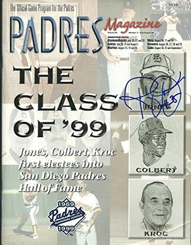 רנדי ג ' ונס חתם 1999 פדרס מגזין משחק תוכנית 1 היכל התהילה בכיתה חתימה אוטומטית