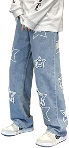 ג 'ינס 2 קראט ג' ינס גברים גראנג 'היפ הופ מכנסיים רחבים רגל ישרה ג' ינס גרפי ג ' וגרים מכנסיים גותיים רופפים בגדי רחוב