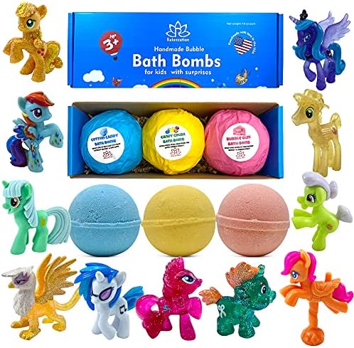 3 טבעי בעבודת יד אמבטיה פצצות לילדים עם פוני צעצועי בתוך-מגניב הפתעות עבור בנות, בנים, בני נוער-בעבודת יד בארה ב