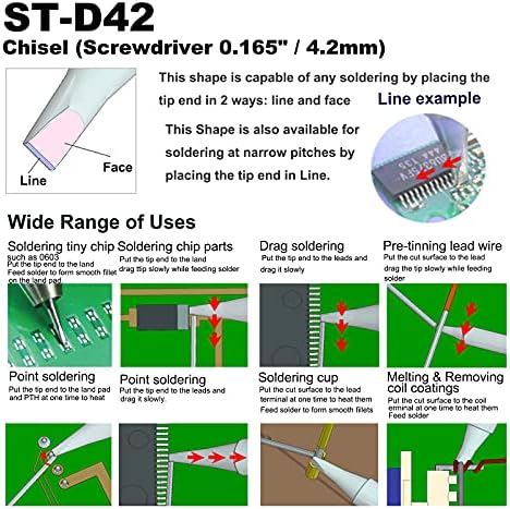 ST-D42 מברג המברג קצה הלחמה 0.165 / 4.2 ממ עבור WLC100 WP25 WP30 WP35 SP40L SP40N SPG40 קצה ברזל הלחמה