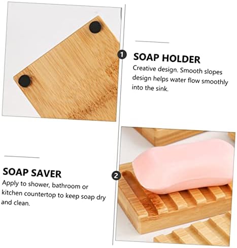 Alipis 6 PCS כלים מקלחת מפל מפל סבון סבון שומר שירותים עץ אמבטיה עם מחזיק צבע כל מנה וניקוז חיצוני מתנקז טבעי לחדר כושר ספוג אמבטיה עצמי