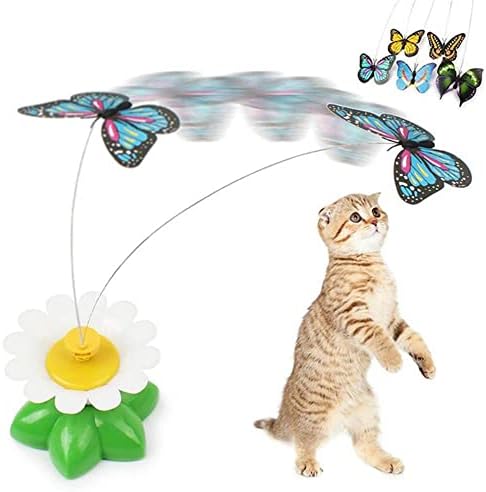 Oallk מסתובב פרפר מעופף חשמלי צבעוני אינטראקטיבי כלב חתול אוטומטי אימוני אינטליגנציה ציפורים סיבוב צעצועים מצחיקים