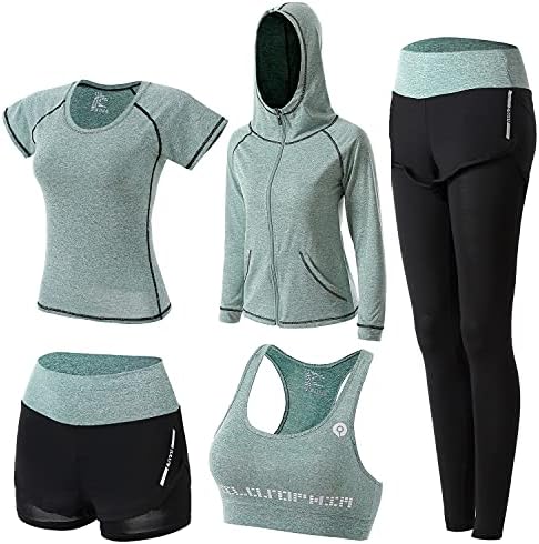 5 יחידות אימון תלבושות עבור נשים ספורט סטי ספורט חליפות יוגה חדר כושר כושר תרגיל בגדי ריצה אימוניות