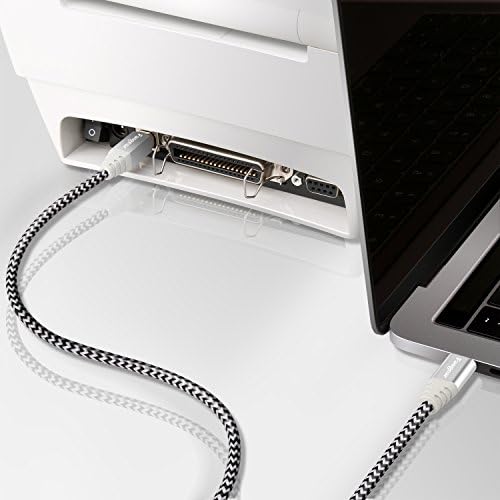 Fasgear 6ft USB C ל- USB B כבל ניילון ניילון קלוע כבל סורק מדפסת עם מחבר מתכת תואם ל- MacBook Pro, AIO, Brother, HP, Canon, Samsung, ועוד