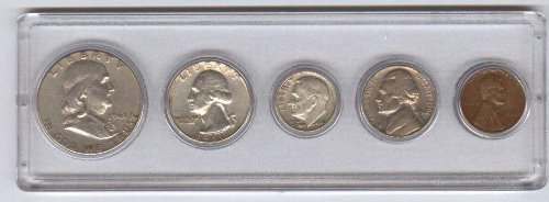 סט מטבעות 1961 שנה - 5 מטבעות ארהב המותקנים במחזיק פלסטיק