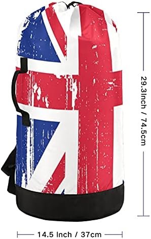 דגל בריטי כביסה תיק גדול כבד החובה כביסה תרמיל עם כתף רצועות עמיד למים שק כביסה לנסיעה מחנה בגדים מלוכלכים ארגונית עבור סטודנטים