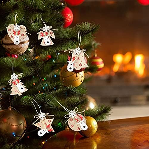 הטוב ביותר 6 יחידות עץ חג המולד תליון, עץ יפה חג המולד תליוני מלאך דפוס עגול פינת פסטיבל קישוטי ספקי צד 6 יחידות