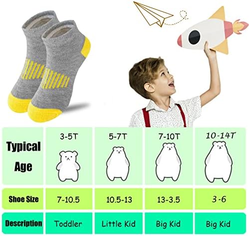 גרביים של ג'מג'יו בוי 18 זוגות ילדים גרביים חתוכות נמוכות חצי כריות ספורט קרסול גרב אתלטי לילדים גדולים קטנים