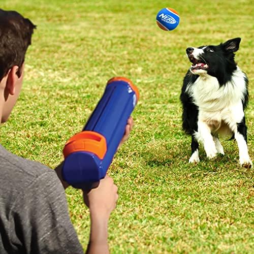 נרף כלב טניס כדור טניס בלאסטר כלב צעצוע כחול/כתום, פיצוץ קומפקטי בגודל 16 אינץ 'עם כדור 1
