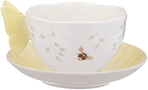 Lenox Butterfly Meadow Figural Cup ו- Shucer Set, צהוב