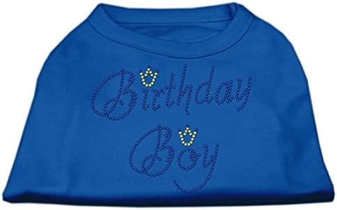 מוצרי חיות מחמד של מיראז 'יום הולדת בגודל 14 אינץ' ריינסטון ריינסטון חולצה לחיות מחמד, גדולות, כחולות