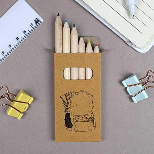 Azeeda 6 x 'תרמיל בית ספר' עפרונות קצרים 85 ממ/סט עיפרון צבעוני
