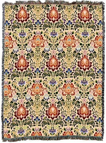 אורגים כפריים טהורים שמיכת ויליאם מוריס אקנתוס ספקטרום XL - אומנויות ומלאכות - זריקת שטיחי מתנה ארוג מכותנה - תוצרת ארהב