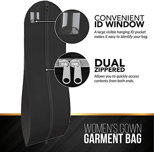 התיקים שלך תיק בגדים לטייל 72 x 24 לשמלה - 10 אינץ 'מחודד שחור שחור