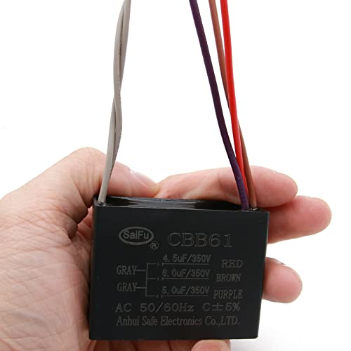 Akzytue CBB61 קבלים 4.5UF+6UF+5UF 350V מאוורר תקרה AC 5 חוט 50/60Hz להפעלת מנוע משאבת מאוורר חשמלי