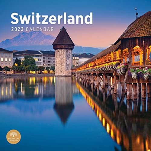 2023 לוח השנה של שוויץ קיר לפי יום ברייט, 12X12 אינץ ', יעד נסיעה אירופי