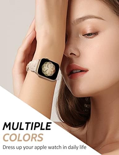 Minyee 2-Pack תואם ללהקה של Apple Watch 38 ממ 40 ממ 41 ממ בנות נשים, לולאת סולו חמודה צמיד מעצבת אופנה אלסטית מסוגננת מסוגדרת לסדרה IWatch