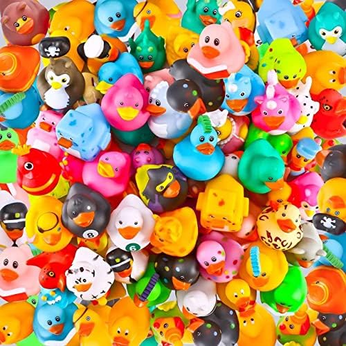 Nuwani 100 חבילות ברווז גומי למגוון צעצוע של ג'יפ אמבטיה - ברווז צף בתפזורת לילדים צעצועים לבריכה - אביזרי מקלחות לתינוקות - טובות מסיבות,