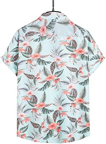 4zhuzi 2022 חולצות גברים חדשות, כפתור שרוול קצר אופנה למטה חולצות חוף הדפס פרחוני חולצות הוואי חולצות חולצות חולצות חולצות
