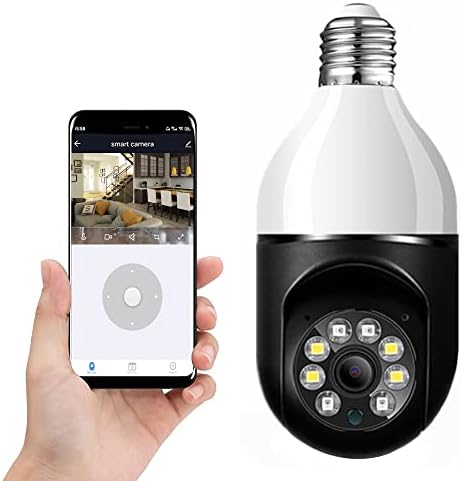מצלמות אבטחה של E27 360 ° אבטחה חיצונית אלחוטית, 2.4GHz ו- 5G WiFi נורה מצלמת אבטחה, 1080p מעקב וידאו לאבטחת בית, מערכת מצלמת ראיית לילה