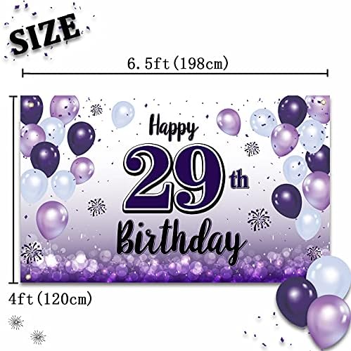 Laskyer Happy 29 יום הולדת 29 באנר גדול סגול - לחיים עד 29 יום הולדת בן 29 קיר פוטופרופ תפאורה, קישוטי מסיבת יום הולדת 29.