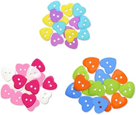 לנצח בזמן פלסטיק צבעוני צבעוני בצורת לב כפתור מלאכה 45 ספירה - גדלים שונים מגוונים 1 אינץ 'SE172C לבבות