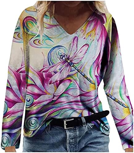 בגדי סתיו נשים: חולצות שרוול ארוכות לנשים משובצות משובצות הדפסת טוניקה צוואר עגול מזדמן
