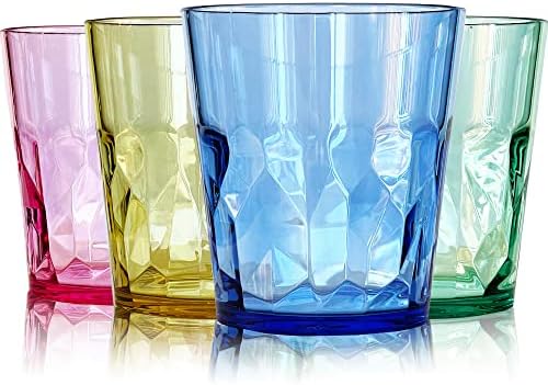 סקנדינוביה - כוסות מיץ פרימיום בלתי שבירות של 8 אונקיות-סט כוסות כוסות פלסטיק 4-טריטן-מושלם למתנות - ללא תשלום-בטוח למדיח כלים-ניתן לגיבוב