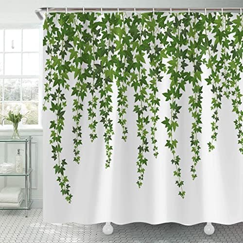 וילון מקלחת צמח ירוק של טומוז, צמחי קיסוס צמחי מקלחת וילון אמבטיה, וילון אמבטיה של גפן גן עם 12 ווים 69 x 70 אינץ '