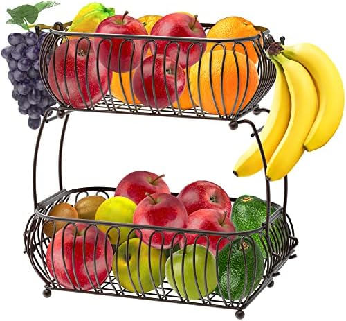 SimpleHouseware 2 שכבות מחזיק פירות פירות מחזיקים, ברונזה