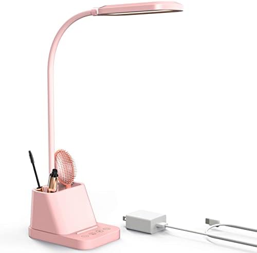 מנורת שולחן נטענת לבנה נטענת ומנורת שולחן LED חמודה ורודה עם יציאת טעינה USB