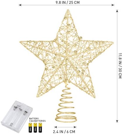 עץ חג המולד נובובסטי כוכב כוכב צמר צמר צמרת מואר אור הוביל אור נצנצים חלול מנורה לקישוטים לקישוטים למסיבות חג המולד זהב